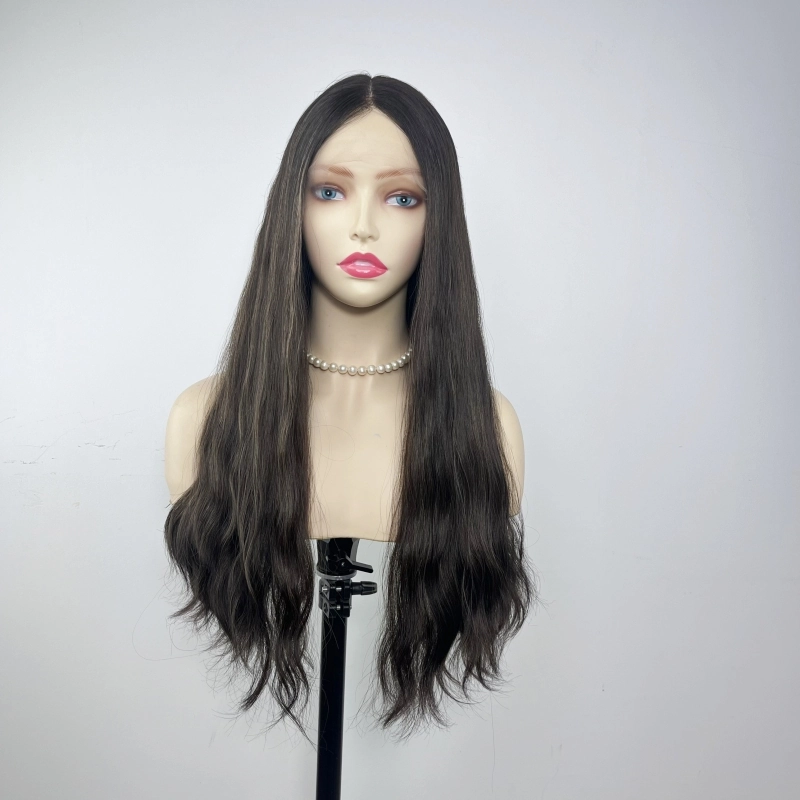 Lace top wig #1B8C virgin cuticle brazilian human hair kosher for women YR0063